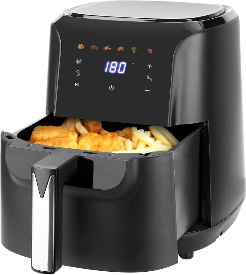 Daily Home Airfryer 6 Liter – 1700W Heteluchtfriteuse – Dubbel Verwarmingselement – Temperatuurbereik 80-200°C – ILAG Non-Stick PFAS-vrij – Smart Fryer Airfryers