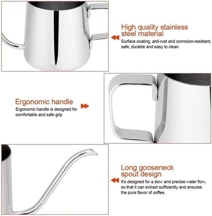 Dailygoods Roestvrijstalen Druppelkoffiepot Zwanenhals Waterkoker