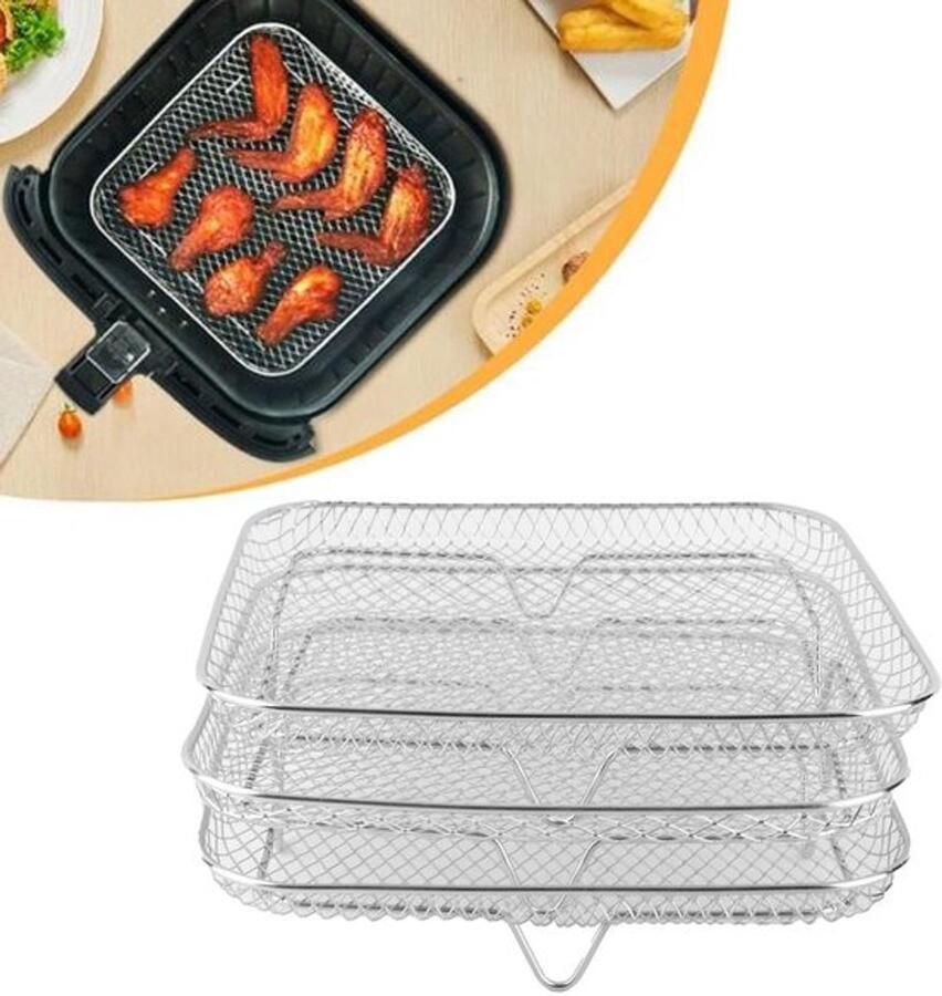 Dailygoods- Kookrek Stapelbaar Rvs Kookrek Bakrek Grillrek Airfryer Rack