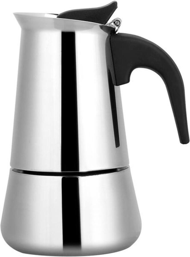 Moka Koffiezetapparaat Draagbaar Roestvrij Staal Ergonomische Greep Inhoud 100 200 300 450 ml Brede Bodem