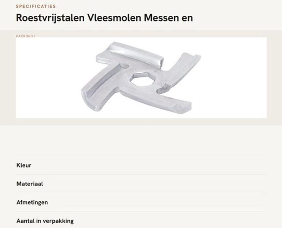 Dailygoods- Vleesmolen Accessoires Dailygoods Accessoires voor vleesmessen roestvrij staal