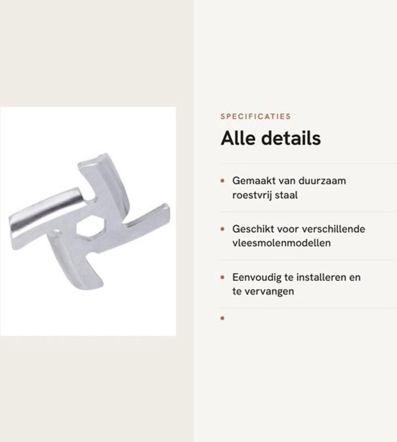 Dailygoods- Vleesmolen Accessoires Roestvrij Staal Messen