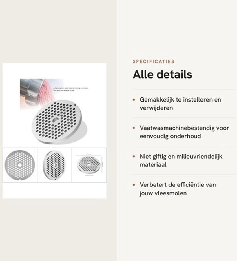 Dailygoods- Vleesmolenplaat #8 Dailygoods- Vleesmolenplaat 3mm Hakmolen Vleesmolen Accessoire