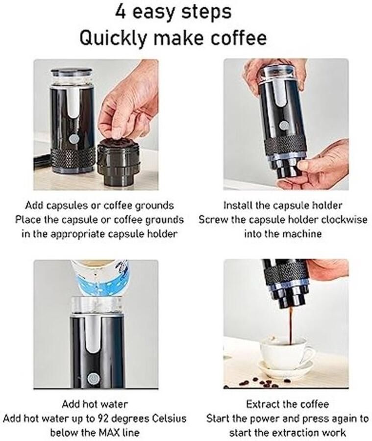 Dailygoody Draagbare espressomachine Reiskoffiezetapparaat