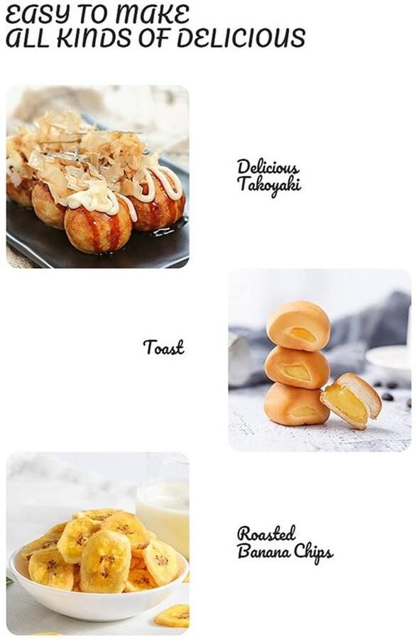 Dailygoody Elektrische Takoyaki Maker 18 Gaten Dubbelzijdige Verwarming Wit