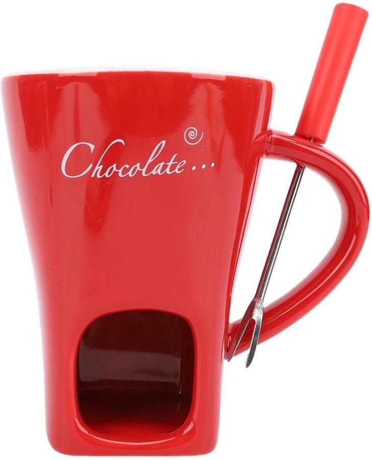 Dailygoody Keramische Chocolade Smeltmok Fondue Mok Rood Vork