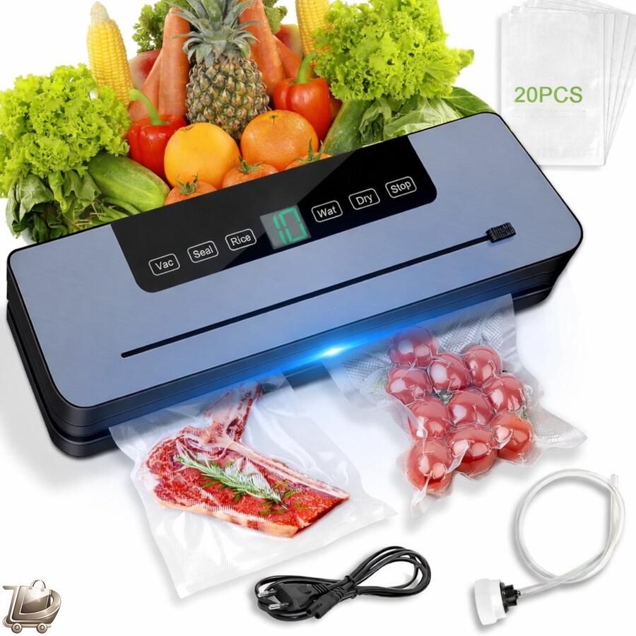 Dailysimple 7-in-1 Voedsel Vacuümmachine Automatisch Droog en Nat Vacuümapparaat Professioneel Vacuümapparaat Snijmes Accessoire 20 Vacuümzakken Vacuümslang Keukenbewaarapparaat