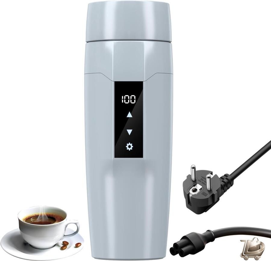 Dailysimple Draagbare Elektrische Waterkoker Temperatuurregelbaar 40-100°C Mini Reiskop Lekvrij Snel Verwarmen Thermosmok voor Koffie en Thee