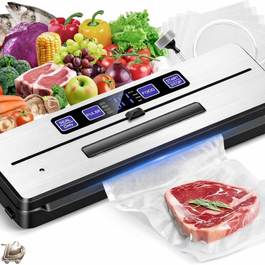 Dailysimple Dubbele warmteafdichting vacuümverpakking voor voedsel 7-in-1 folielasapparaat vacuümverpakking voor tot wel 8x langer verse en 80 kPa vacuümapparaat vacuümmachine voor droge vochtige voeding