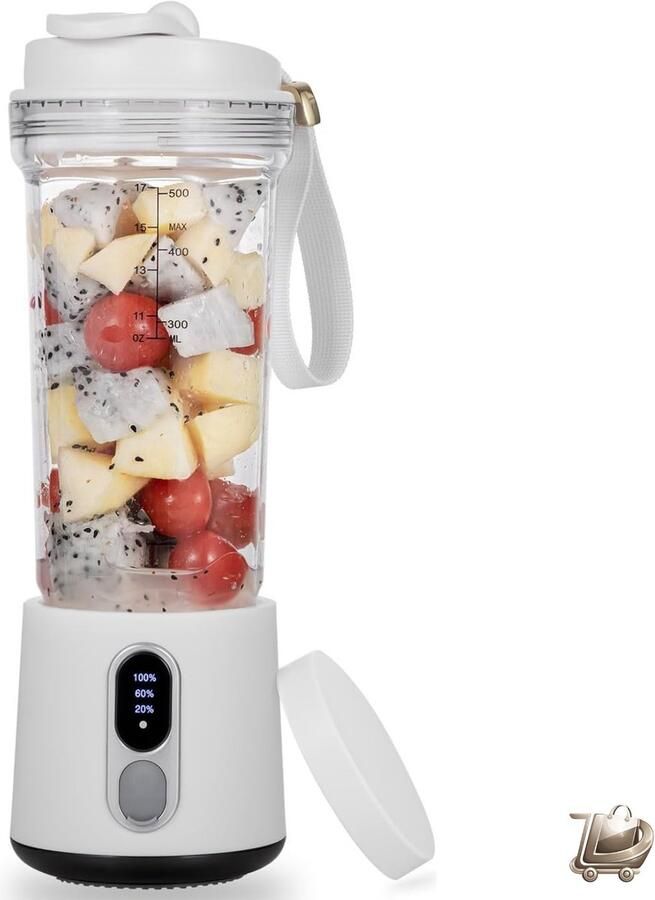 Dailysimple Portable Mixer 500 ml Smoothies and Smoothies Personal Mixer Rechargeable USB C 4000 mAh 6 Stainless Steel Knives Wireless for Gym Outdoor Kitchen