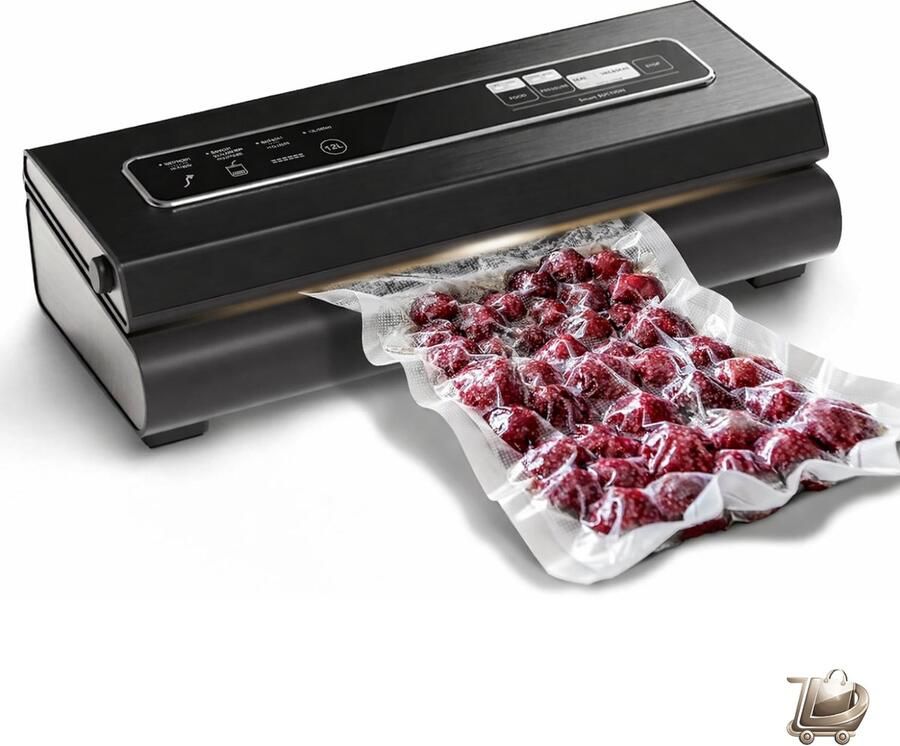 Dailysimple Vacumeermachine 90 kPa 6-in-1 Compact Voedsel Vacuümsysteem met Snijmes Inclusief 2 Folierollen en 5 Voorgevormde Zakjes Droog- en Natfunctie Donkergrijs voor Luchtdicht Verpakken en Langere Houdbaarheid van Voeding