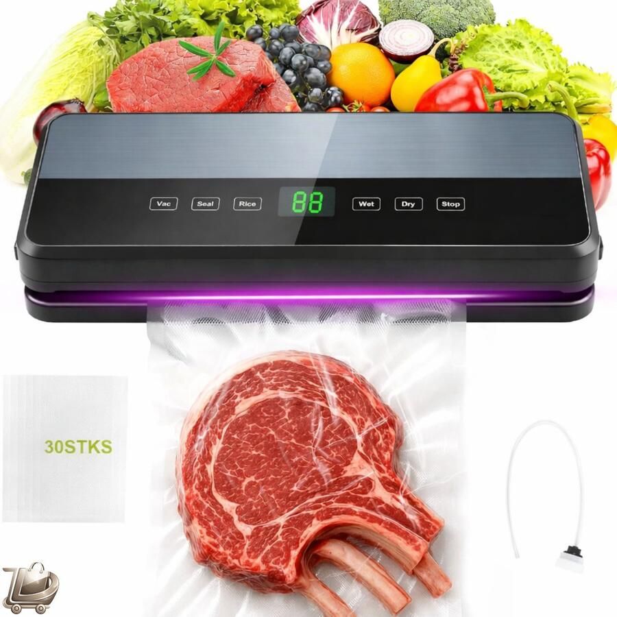Dailysimple Vacuum Machine Set 6-in-1 Vacuümapparaat Voor Droog en Vochtig Versheid Bewaren Foliewelding Machine Met Ingebouwde Snijder Inclusief 30 Vacuümzakken 1 Rol Vacuümmateriaal Keuken Vacuümmachine