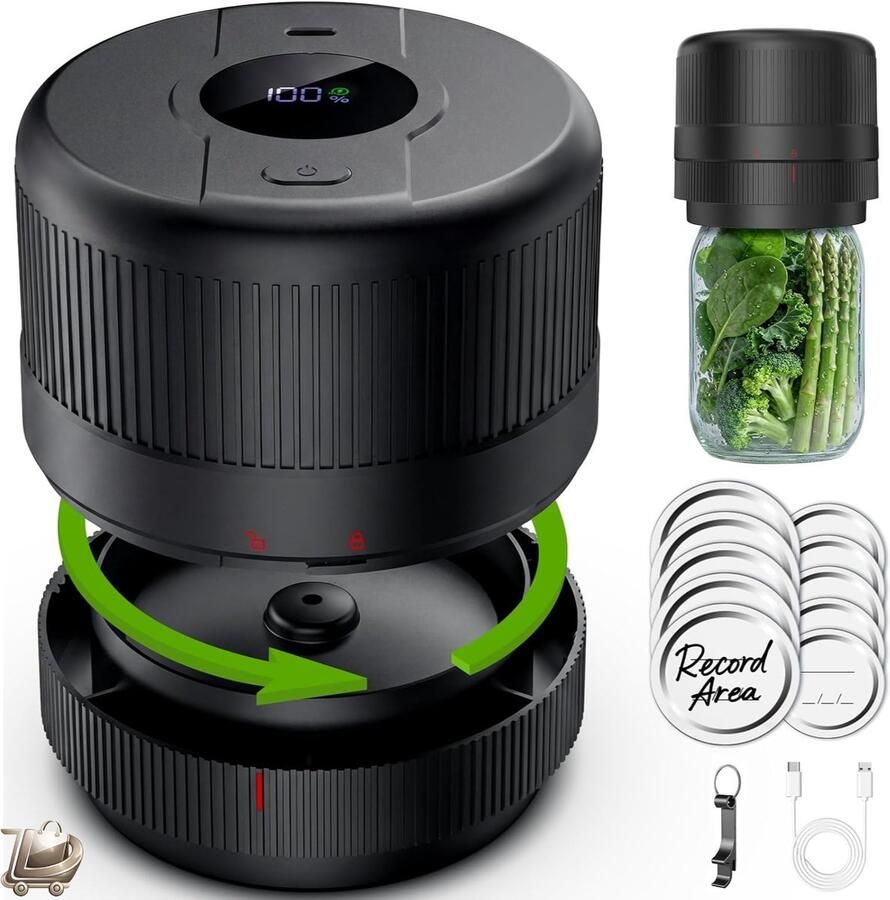 Dailysimple Vacuum Schoonmaker Set voor Glazen Potten Elektrische Vacuümmachine Voor Brede en Smalle Openingen Draagbare Vacuümmachine Glazen Potten Accessoire Geschenk voor Haar Moeder en Oma