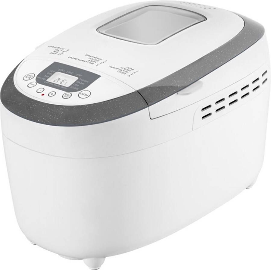 DailySupplies Broodbakmachine met 12 Programma's en Timer Broodmachine Broodbakmachines Voor Broodmix 650Gram Wit met Grijs