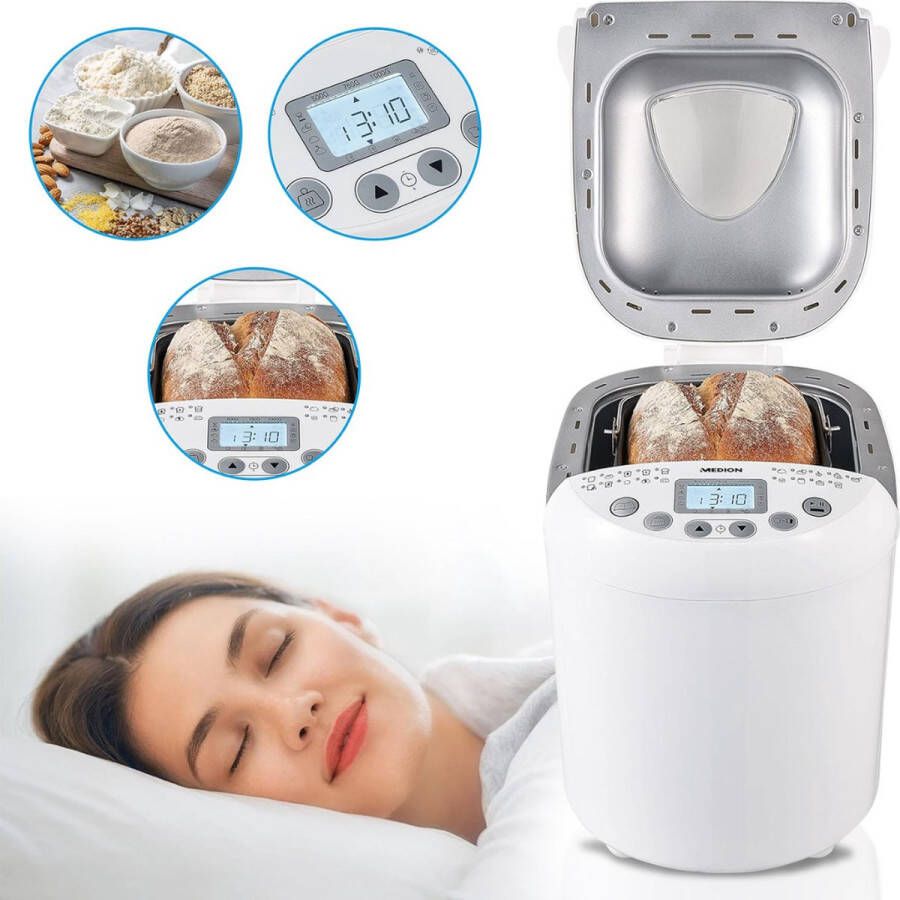 Brandless Broodbakmachine met 19 Programma's en Timer Broodmachine Broodbakmachines Voor Broodmix 1000Gram Wit