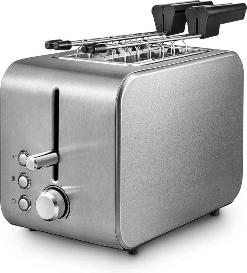 DailySupplies Broodrooster met Tostiklemmen Toaster Broodroosters Grijs