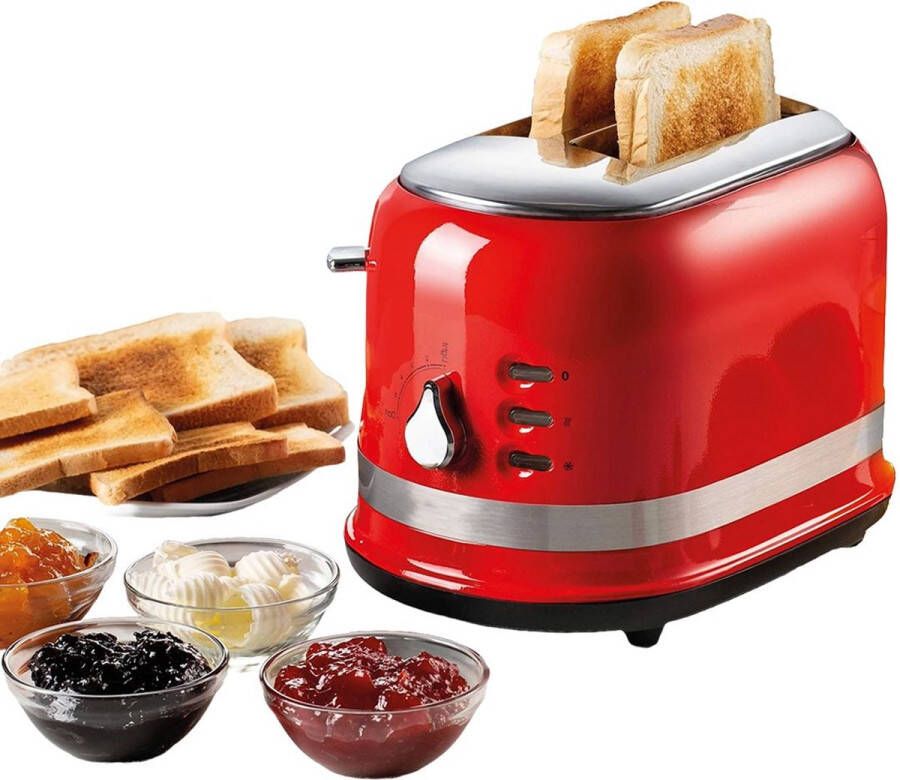 Dailysupplies Broodrooster met Tostiklemmen Toaster Broodroosters Rood