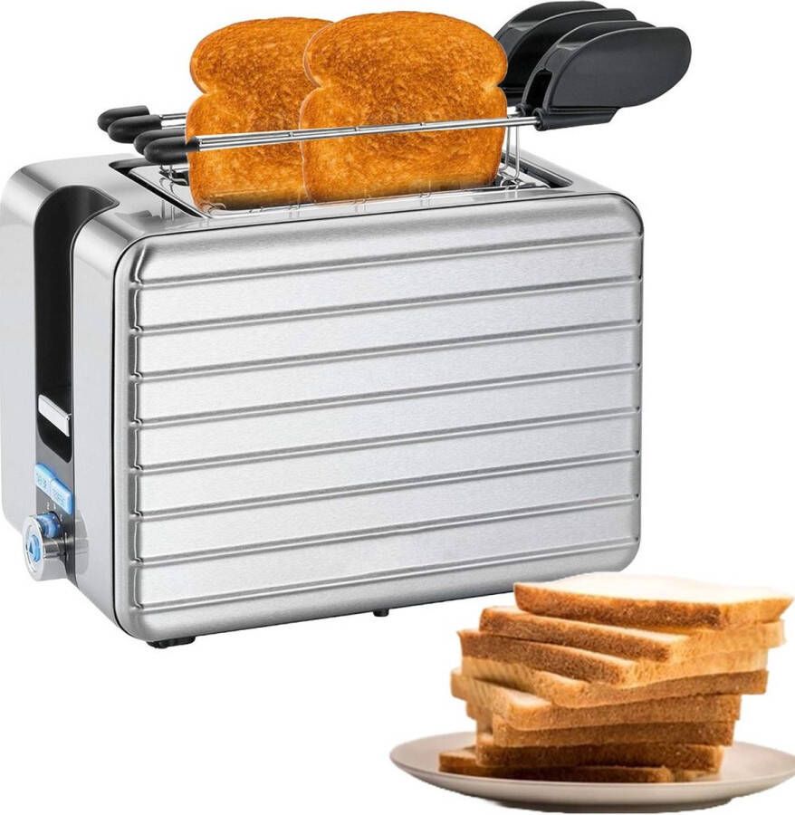 Dailysupplies Broodrooster met Tostiklemmen Toaster Broodroosters Zilver