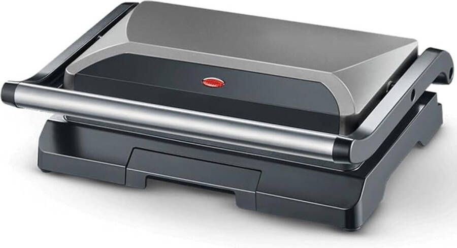 DailySupplies Contactgrill Tosti Apparaat Tosti-ijzers Panini Grill Zwart met Zilver - Foto 2