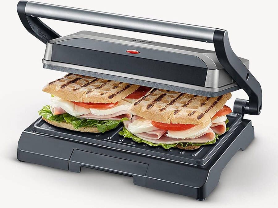DailySupplies Contactgrill Tosti Apparaat Tosti-ijzers Panini Grill Zwart met Zilver