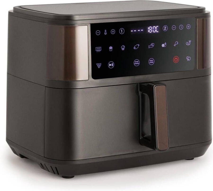 Dailysupplies Dubbele Airfryer XXXL Duo Heteluchtfriteuse Geschikt voor Accessoires 10L Zwart