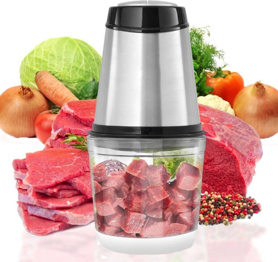 DailySupplies Elektrische Groentesnijder Multifunctioneel Vleesmolen Gehaktmolen Uiensnijder Zilver - Foto 2