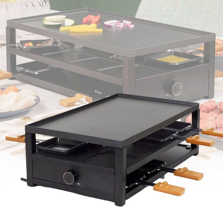 DailySupplies Gourmetstellen Raclette Teppanyaki Bakplaat Zwart