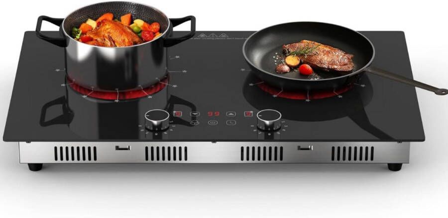 DailySupplies Inductie Kookplaat Vrijstaand Elektrische Kookplaat 2 Pits Keramische Zwart