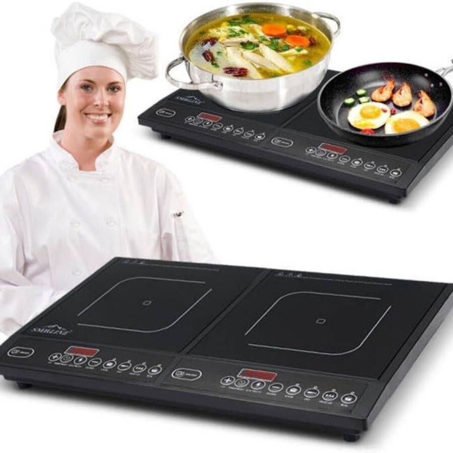 DailySupplies Inductie Kookplaat Vrijstaand Elektrische Kookplaat 2 Pits Keramische Zwart