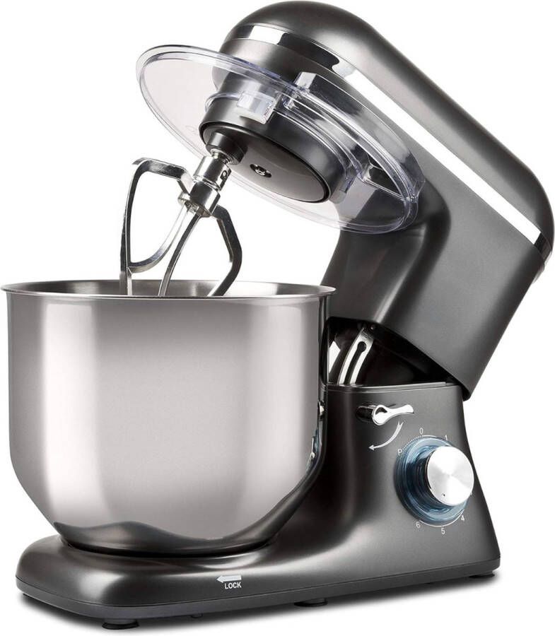 DailySupplies Luxe Deegmachine met Spatbescherming Deegmachine voor Zwaar Deeg Met Deeghaak en Garde Kneedmachine Keukenmachine Grijs