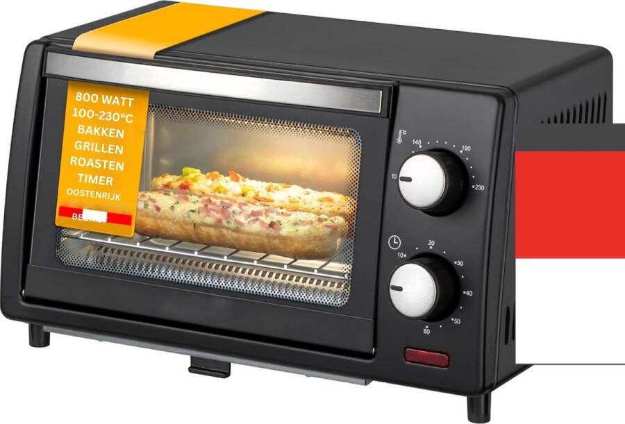 DailySupplies Mini Oven Vrijstaand Elektrische Oven 10L 800W Zwart
