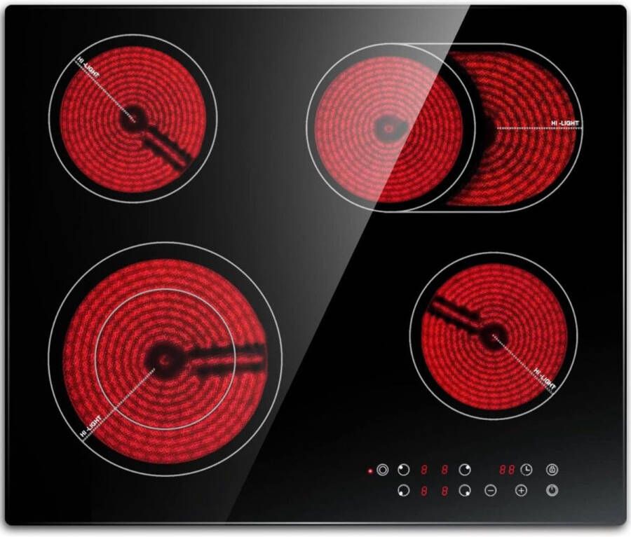 DailySupplies MRKK Inductie Kookplaat Vrijstaand Elektrische Kookplaat 4 Pits Zwart