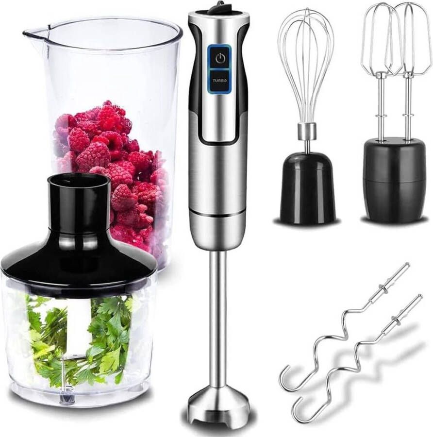 DailySupplies Staafmixer Set Hakmolen Groentesnijder Soepmaker Chopper niet Draadloos Zilver met Zwart