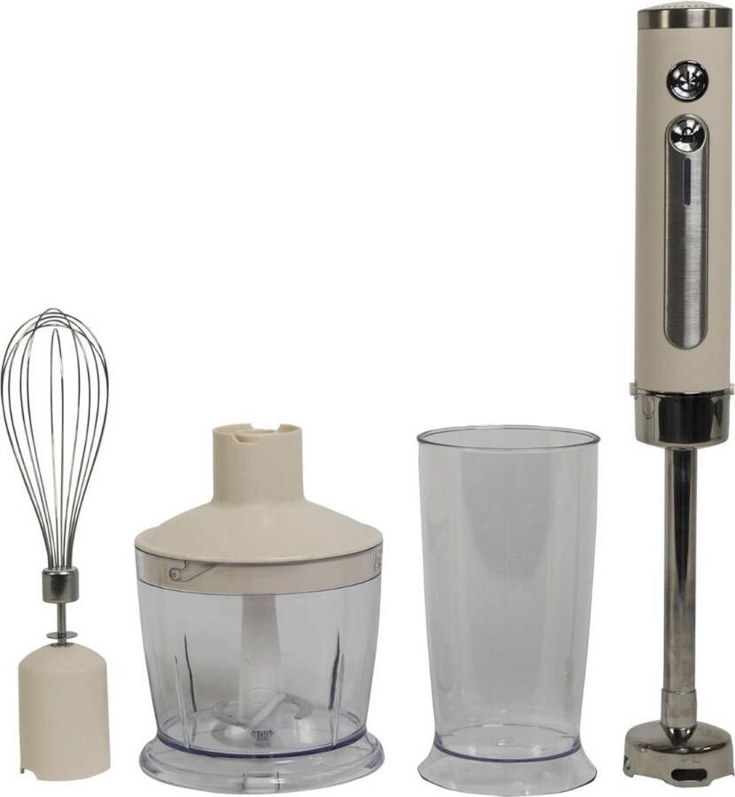 DailySupplies Staafmixer Set Hakmolen Groentesnijder Soepmaker Draadloos Beige