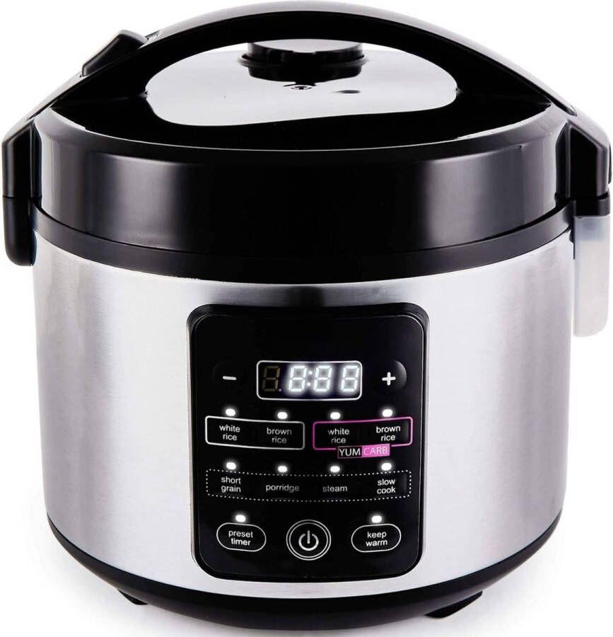 DailySupplies Dailysuppliess Slowcooker met Timer Keramische Binnenpan Hotpot Zwart en Zilver