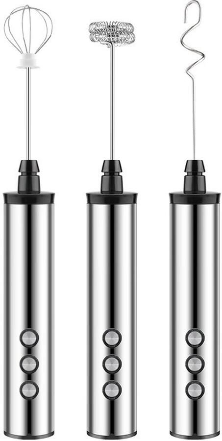Daity 1 set bestaande uit een elektrische melkschuimer een draagbare handgarde een koffiemixer USB-opladen ergonomisch ontwerp met afneembare mengkop (zilver)