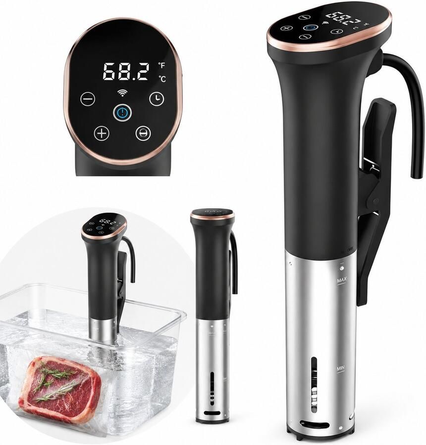 Daity 1 stuk 1400W Sous-vide Precision Cooker IPX7 volledig waterdichte dompelcirculator met wifi timer & led-touchscreen – Heerlijke maaltijden zonder wachten eenvoudig op te bergen & schoon te maken