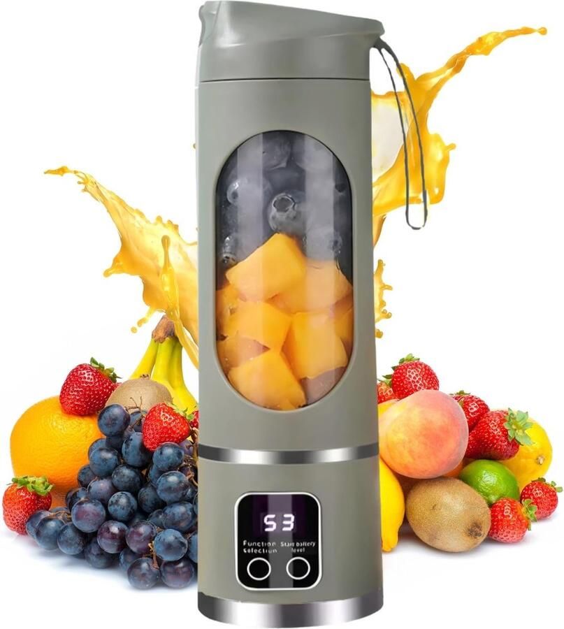 Daity 1 stuk Sapcentrifuge Fruit- en groentesapcentrifuge Draagbare USB elektrische sapcentrifuge 450 ml Geschikt voor smoothies en crèmes 12 messen (80*80*255 mm)