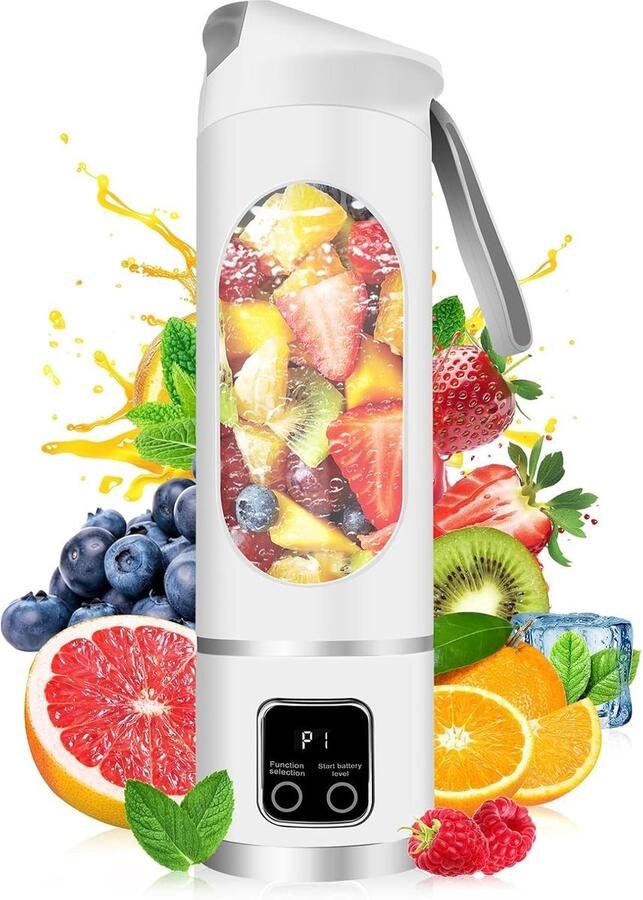 Daity 1 stuk Sapcentrifuge Fruit- en groentesapcentrifuge Draagbare USB elektrische sapcentrifuge 450 ml Geschikt voor smoothies en crèmes 12 messen (80*80*255 mm)