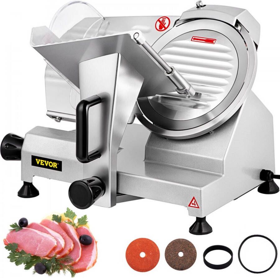 Dakta Allessnijder 120W Vleessnijmachine 1200RPM Elektrische Allessnijder met 8 Verchroomd Stalen Mes 0-12mm Verstelbare Dikte Meat Slicer Elektrische Snijmachine voor Thuis Commercieel Gebruik