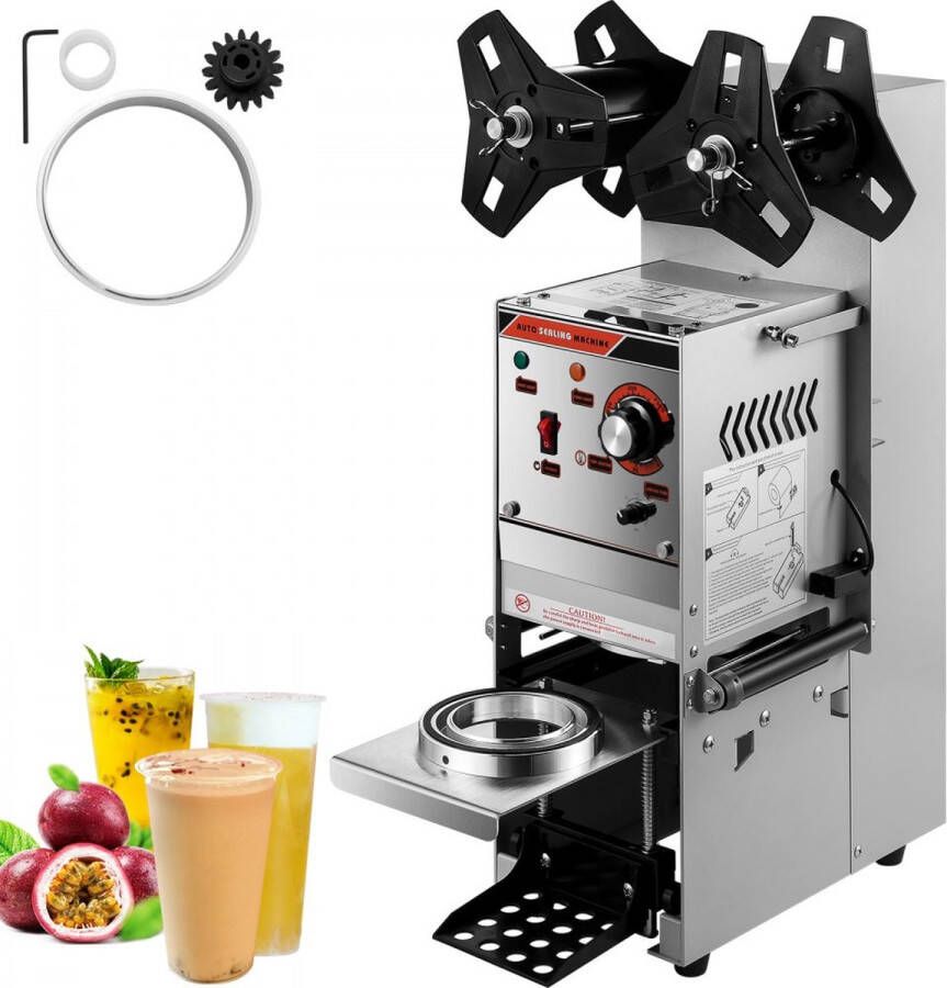 Commerciële Elektrisch Kopafdichtingsmachine Koolstofstaal en ABS-Kunststof Sealer Zilver Melkthee 300-500 Kopjes Uur Sealer Bubble Theemelk Cup Sealing