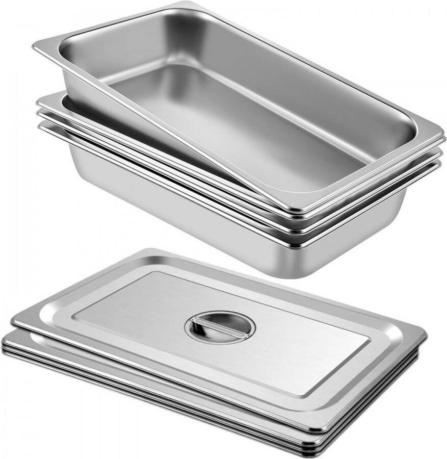 Stoomtafelpannen Bain-Marie 4 stuks op ware grootte Catering Commerciële sterke verpakking