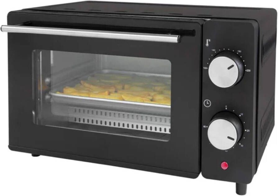 DCG Vrijstaande Elektrische Oven 10 Liter met Timer en Automatisch Uitschakelen Hete Lucht 650W Zwart