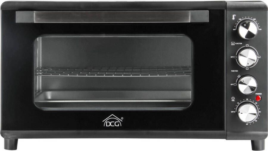 DCG Vrijstaande Elektrische Oven 45 Liter Timer 6 Functies 100 tot 230°C Hete Lucht 2000W Zwart