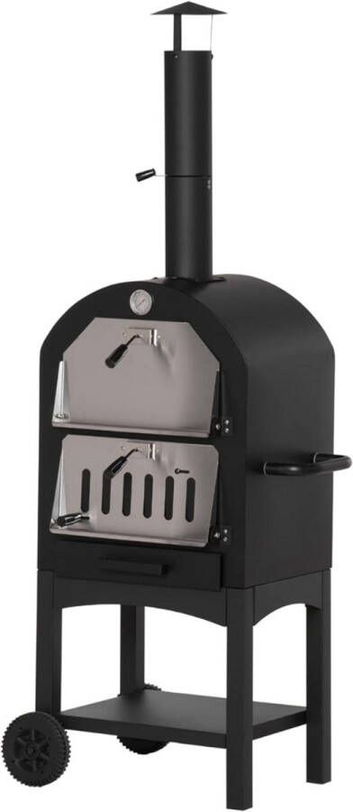 DD Pizza Oven Buiten Pellet Pizza oven Houtgestookte 54x161x161cm Zwart
