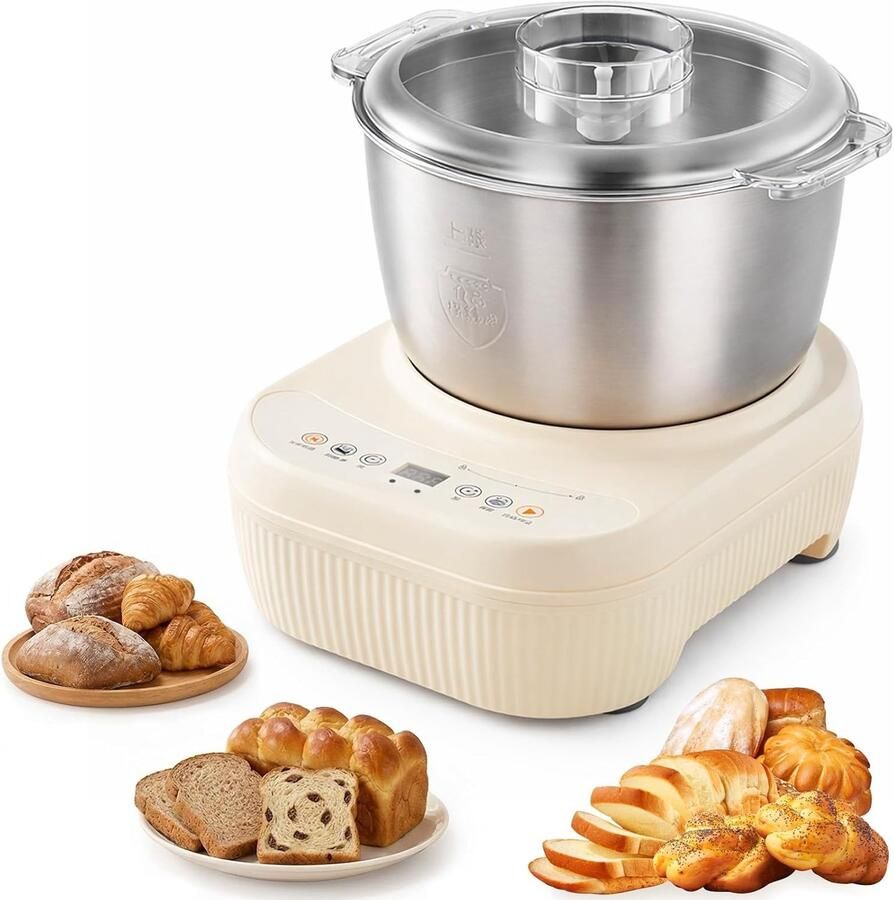 Deegkneedmachine Roestvrij staal 7 liter Met Fermentatiefunctie en Intelligente Timer Voor Huishoudelijk Gebruik en Kleine Bakkerijen