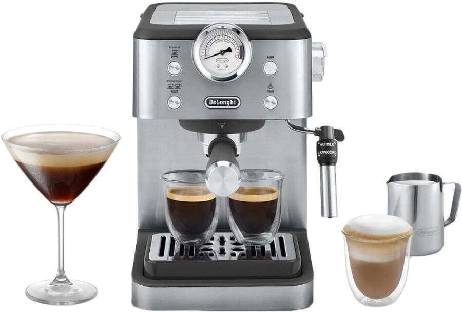 De'Longhi Classic EM450.M – Pistonmachine Handmatige Espresso & Cappuccino Volledig RVS Behuizing Zilver