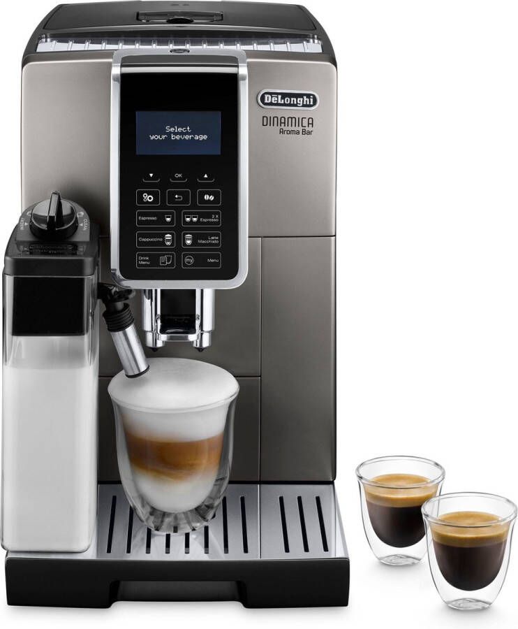 De'Longhi De Longhi Dinamica Ecam Aroma Bar Volautomatische Espressomachine Premium Koffiezetapparaat 13 Drankmodes 1 8 l Gunmetal Grijs- ECAM359.57.TB