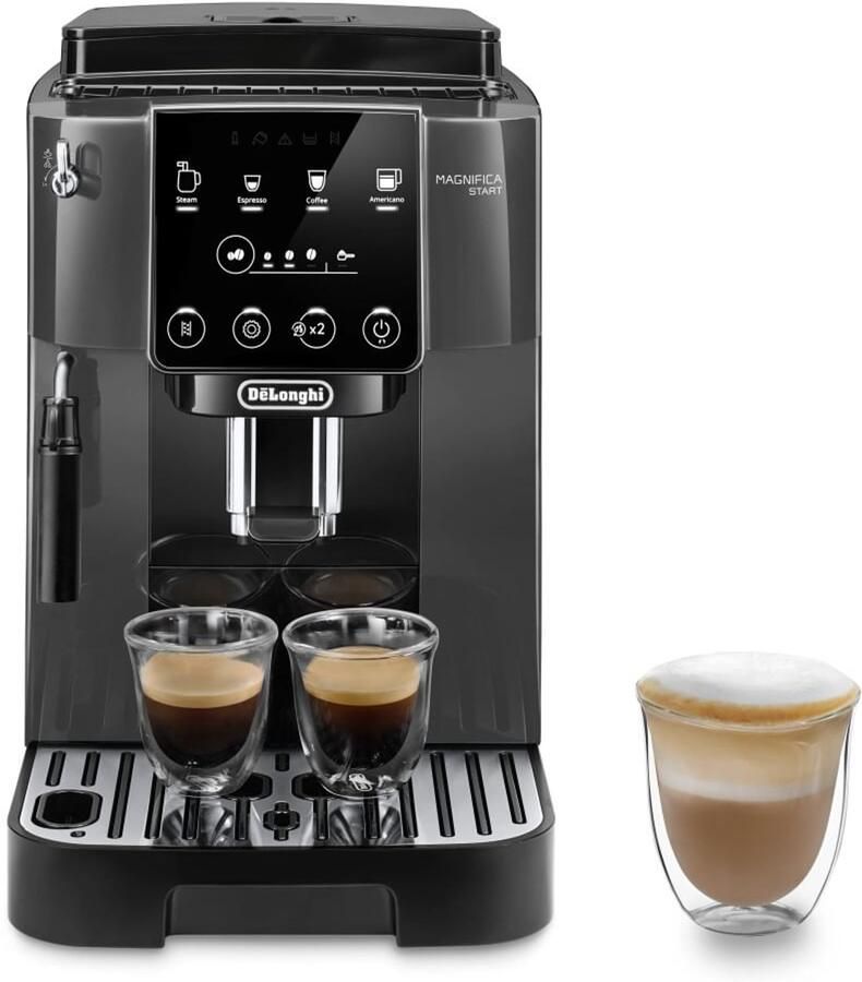 De'Longhi De Longhi Magnifica Start – Volautomatische espressomachine One-touch bediening Tubeless Systeem Handmatig melk opschuimen – Grijs Zwart – ECAM220.22.GB