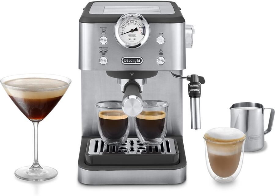 De'Longhi Classic EM450.M – Pistonmachine Handmatige Espresso & Cappuccino Volledig RVS Behuizing Zilver